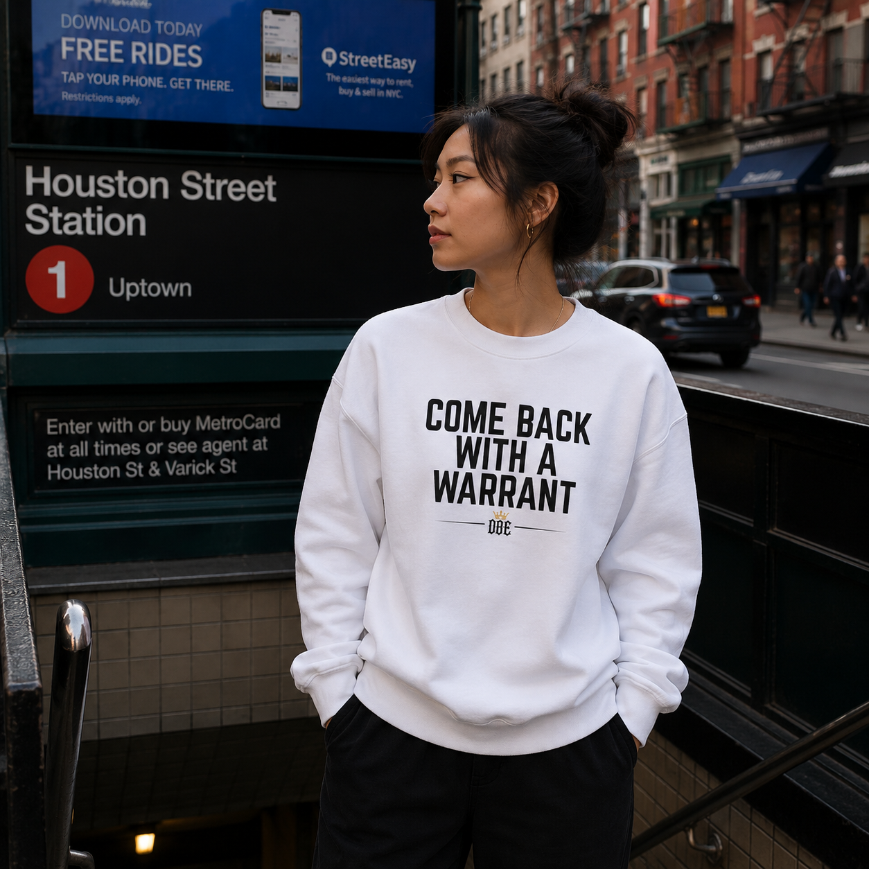 Come Back With A Warrant Crewneck - Front