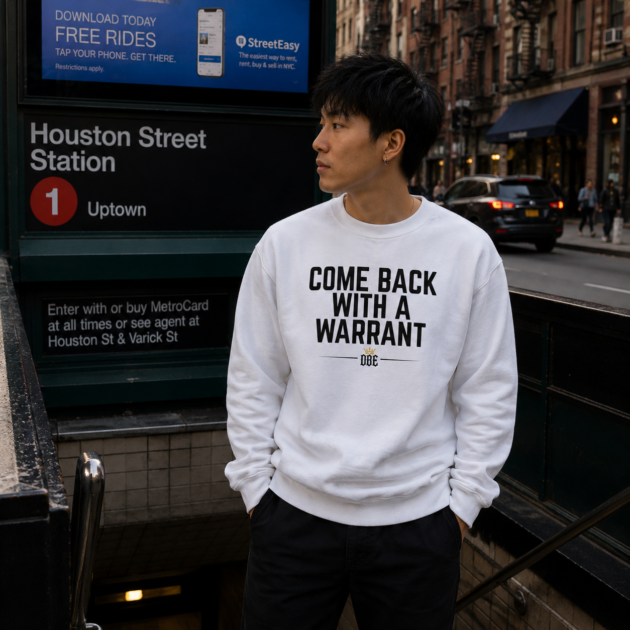 Come Back With A Warrant Crewneck - Front